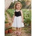 thumbnail image 3 of Cenuakty Baby Girl Summer Dress Sleeveless Bow Front Contrast Color A-Line Dress Toddler Casual Dress, 3 of 9