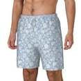 thumbnail image 2 of Uemuo Gray White Floral Pattern Mens Swim Trunks Quick Dry Board Shorts with Mesh Lining, Stretch Beach Shorts Quick Dry No-Chafing Board Shorts-X-Large, 2 of 9