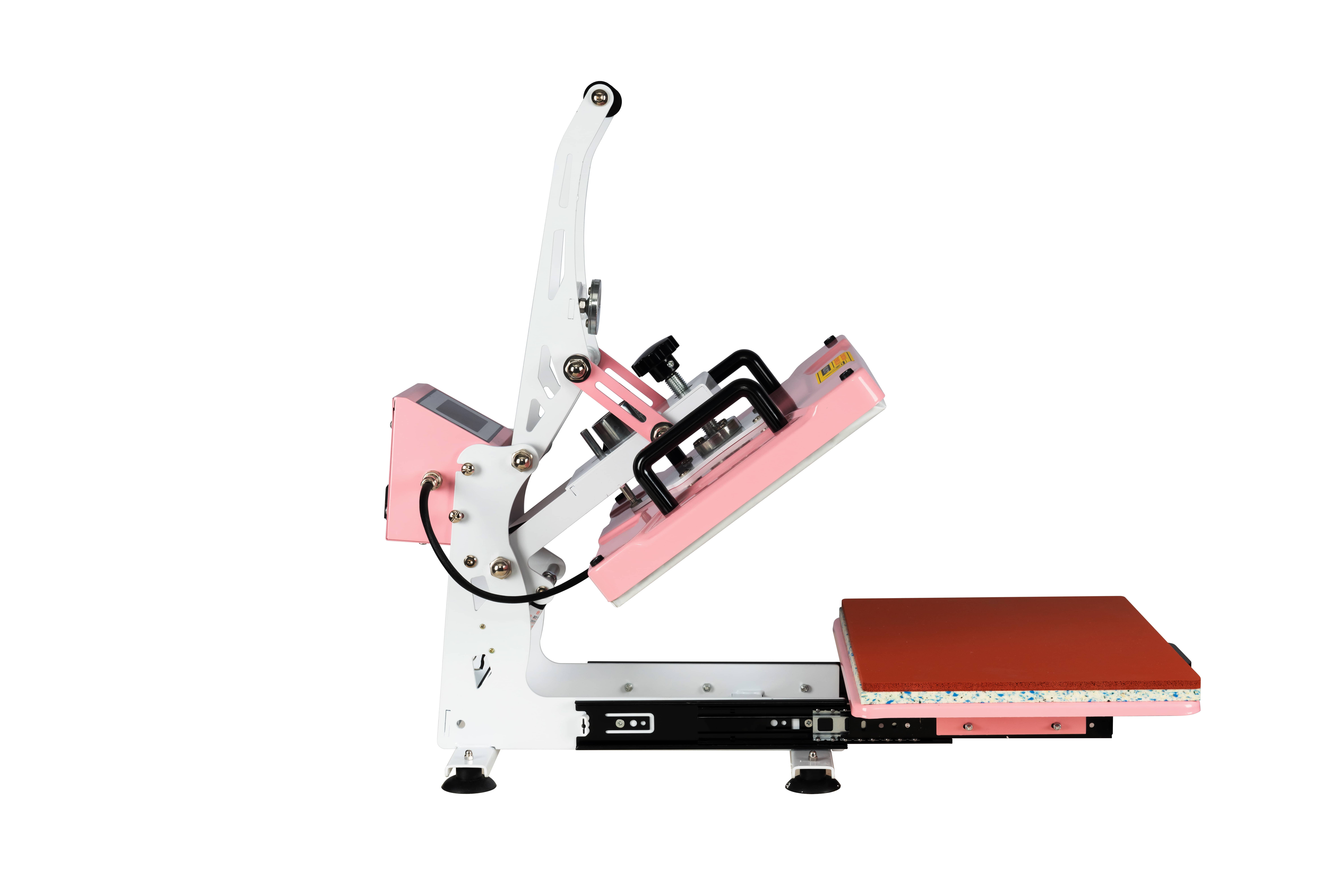 12x15 Heat Press,Platen Heat Press Machine With Slide-out base for T Shirts,Dual Support arm Bar, Professional Sublimation Printers for Home and Business Use,Pink