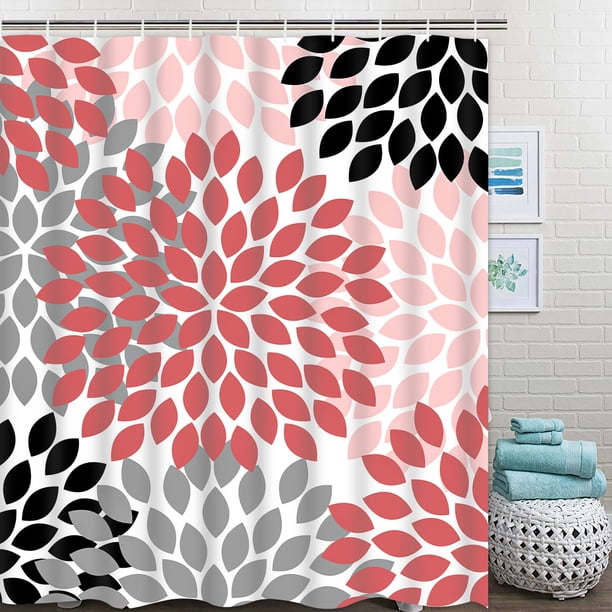 Rideau De Douche à Fleurs Bohemia Avec Crochets, Rideaux De Douche Imperm Ables Pour Salle De Bain Doublure De Douche 70 X69 Pouces
