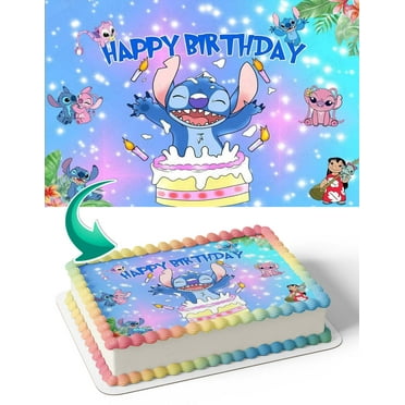 LiloStitch Cake Beach Edible Cake Image Topper Birthday Photo Icing Fondant Decoration Print 1/4 Sheet