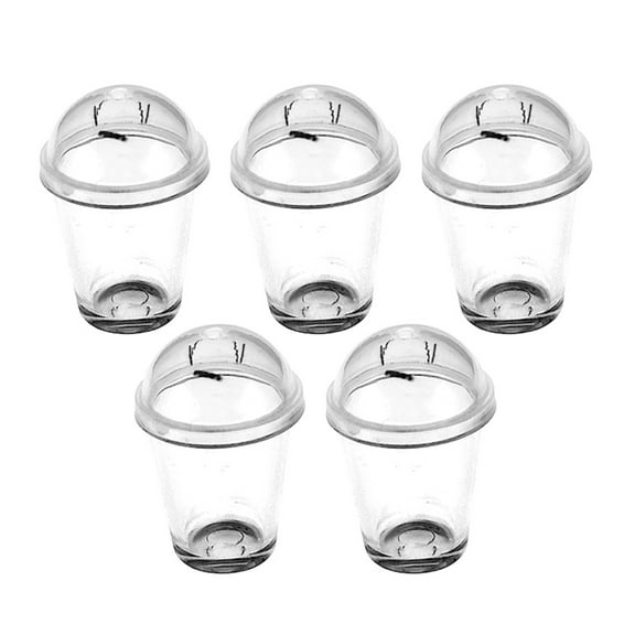 ROSENICE 5Pcs Mini Coffee Cups Crafts Clear Plastic Miniature Tea Cup Set Workmanship