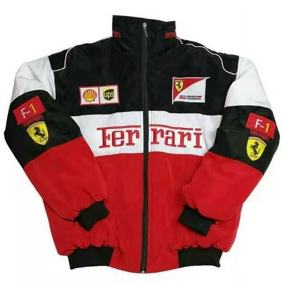 F1 Racing Suit Full Style Retro Style College Style Jacket Cotton Jacket Autumn And Winter Cotton Jacket A187 Full Embroidery Black