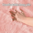 thumbnail image 2 of Faux sheepskin rug 2'x3', pink square plush rug, suitable for placing by the bed in the bedroom, living room, and children's room, 2 of 7