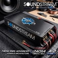 thumbnail image 2 of Mini Amplificador 4 Canales 740w Rms Soundstream Tm-740x4 Clase D Alta Potencia Car Audio Profesional 2 Ohms Estable 600w, 2 of 5
