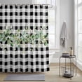 thumbnail image 3 of Eucalyptus Leaf Shower Curtain, Watercolor Country Green Leaf Black White Plaid Waterproof Shower Curtain Set with 12 Hooks Lightweight Bath Curtains Fabric Bathroom Decor 36x72 Inches, 3 of 9