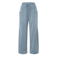 thumbnail image 5 of DHFJKG Winter Casual Wide Leg Sweatpants For Women Pleated Solid Color Loose Fit Elastic Waist Floor-Length Pants With Pockets Versatile Trousers, 5 of 5