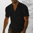 thumbnail image 2 of Ashirexll Mens T-shirts, Big and Tall Shirts for Men, Summer Shirts Casual Standing Collar Button V-Neck Short Sleeve Tops, 2 of 7
