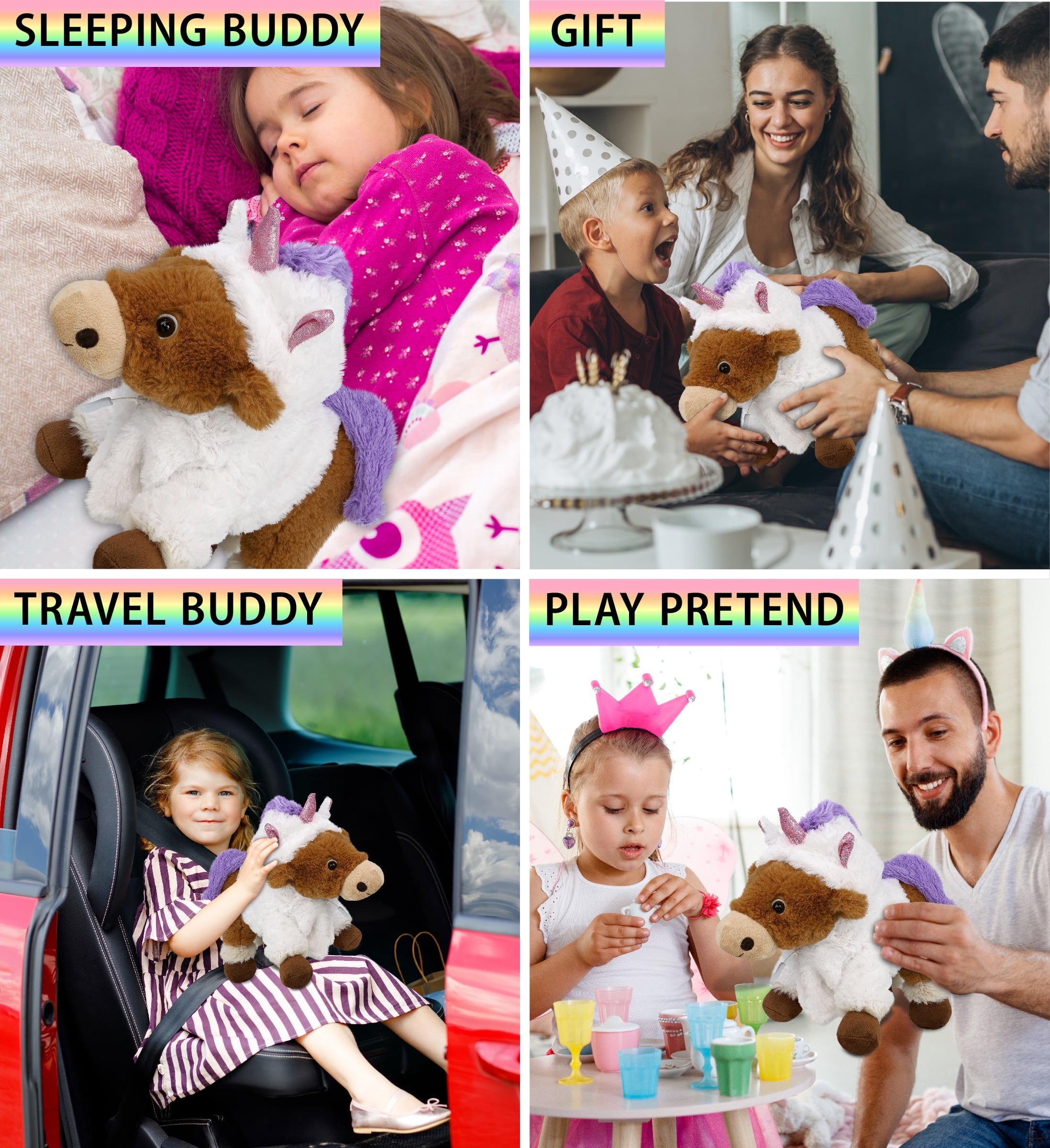 DolliBu Standing Reindeer Unicorn Plush Stuffed Animal Toy - Super Soft Unicorn Dress Up Animal with Removable Plush Unicorn Outfit, Cute Fantasy Animal Plush Gift for Kids and Adults - 11 Inches