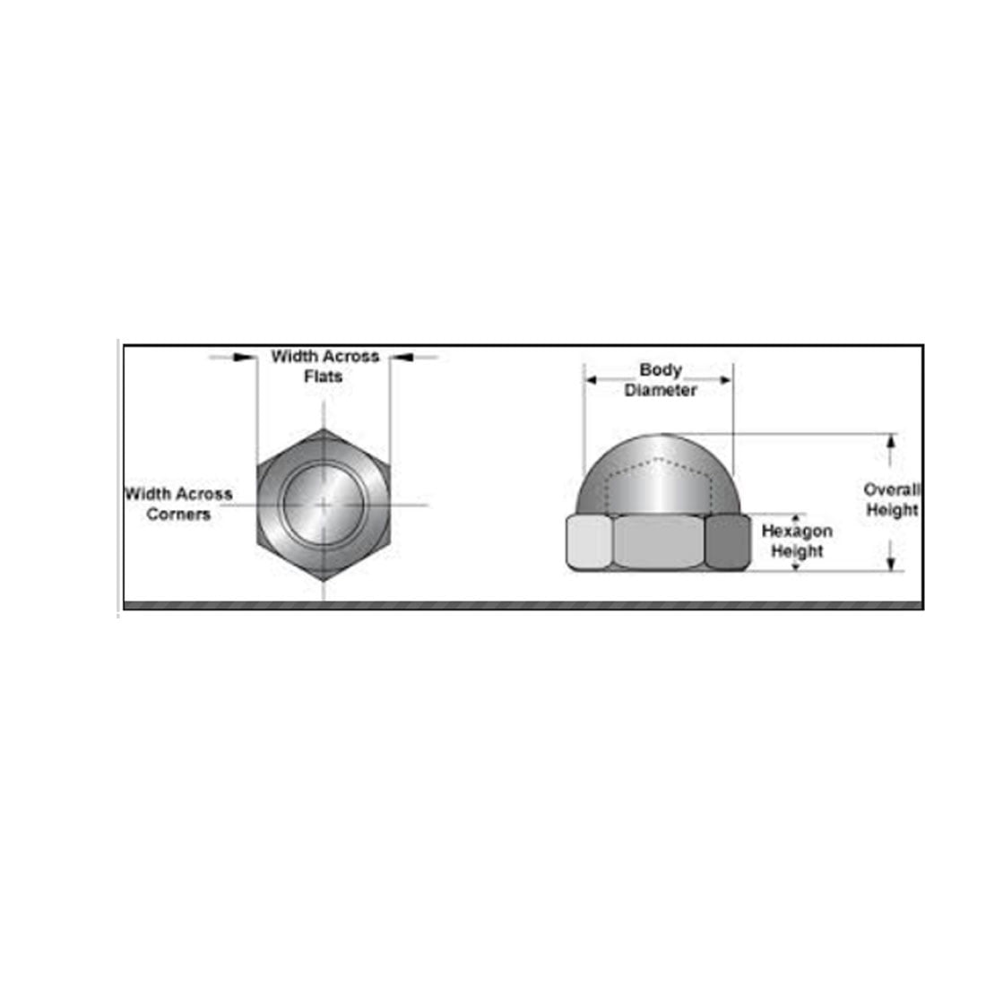3//8-16 Stainless Steel Dome Head Cap Acorn Hex Nuts Silver Tone 10Pcs