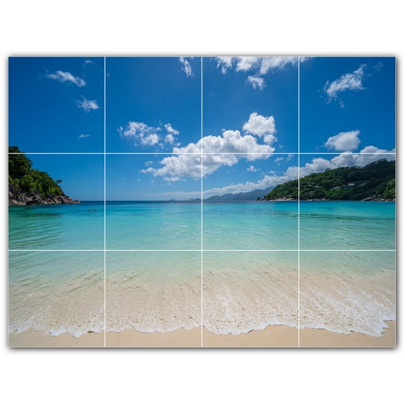 Picture-Tiles.com: Beach Ceramic Tile Wall Mural WAL500050-43S. 17"W x 12.75"H using (12) 4.25" x 4.25" Ceramic Tiles-Satin Finish