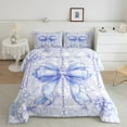 thumbnail image 2 of Castle Fairy 3-Piece Queen Blue Bow Comforter Set, Crystal Princess Floral Bedding, 2 of 8
