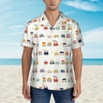 thumbnail image 4 of Lsque Colorful Trains pattern Hawaiian Shirt for Men, Unisex Summer Beach Casual Short Sleeve Button Down Shirts-Large, 4 of 9