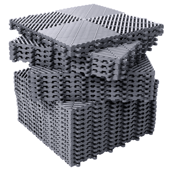 Non-Slip Interlocking Garage Floor Mats 25 Pack 15.6x15.6 Inch Drainage Tile