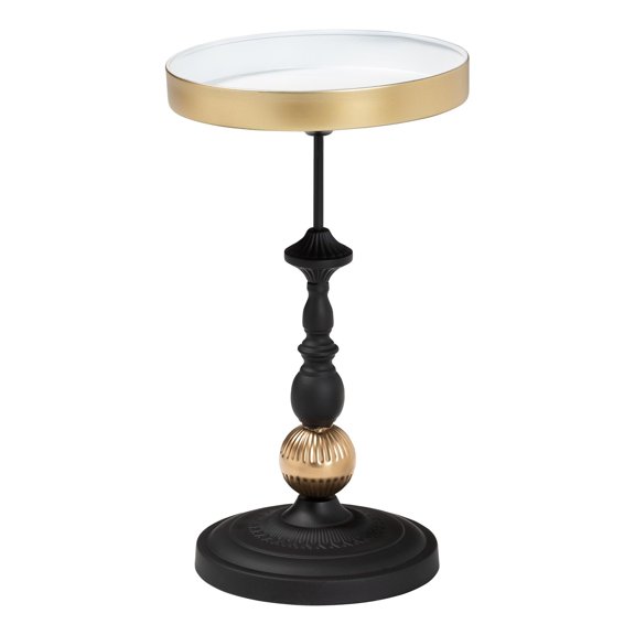 Baxton Studio Javion Round Accent Side Table Black and Gold Metal End Table