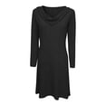 thumbnail image 5 of Eyelets Dresses for Women - Cowl Neck Loose Crewneck Long Sleeve Casual Summer Hollowed Out Keyhole Tunic Mini Dress, 5 of 7