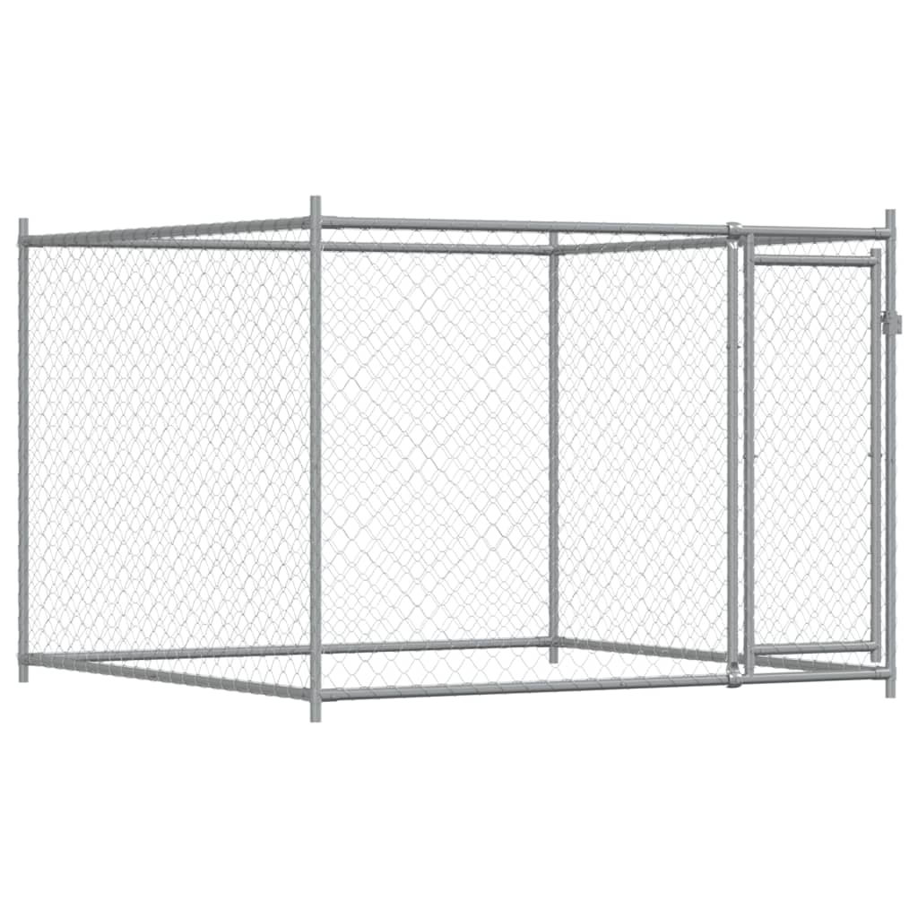 vidaXL Dog Cage Grey Galvanized steel Large Durable Dog Cage