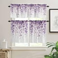 thumbnail image 2 of Purple Eucalyptus Leaves Kitchen Curtains and Valances Set, Rod Pocket Spring Botanical Branches Tier Curtains 24 Inch Length, 3 Piece Simple Short Cafe Drapes Watercolor Window Treatments Set, 2 of 6