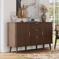 thumbnail image 5 of Aufeile Sideboard Buffet Cabinet, 55" Storage Cabinet with 3 Drawers and Adjustable Shelves, Modern Accent Cabinet for Kitchen, Dining Living Room, Entryway, Hallway, Walnut, 5 of 9