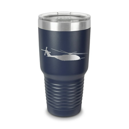 

CH-53 Sea Stallion Side View Tumbler 30 oz - Laser Engraved w/ Clear Lid - Stainless Steel - Vacuum Insulated - Double Walled - Travel Mug - ch53 ch 53 - Navy