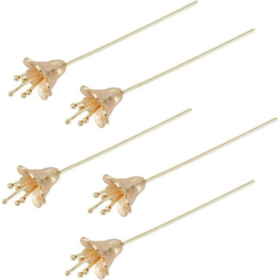 10Pcs Brass Flower Shaped Head Pins 20 Gauge Golden Wire Needle Headpins Jewelry Making Pin Heads Eye Pins 56.2mm