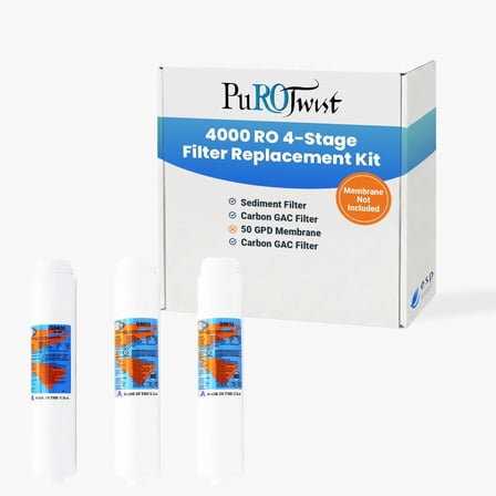 PuROTwist 4000 RO Replacement Filter Kit without Membrane, Made in USA