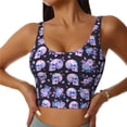 thumbnail image 2 of Picia flower Skull rose Sports Bra for Women,Padded Strappy Sports Bras Medium Support Yoga Bra with Removable Cups,Running Yoga Bra-Small, 2 of 9
