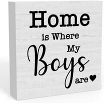 Zomyto 5"x5" Inspirational Home is Where My Boys are Sign, Home Shelf Table Desk Decor, Family Decor Boy Mom Momma Gifts for Women
