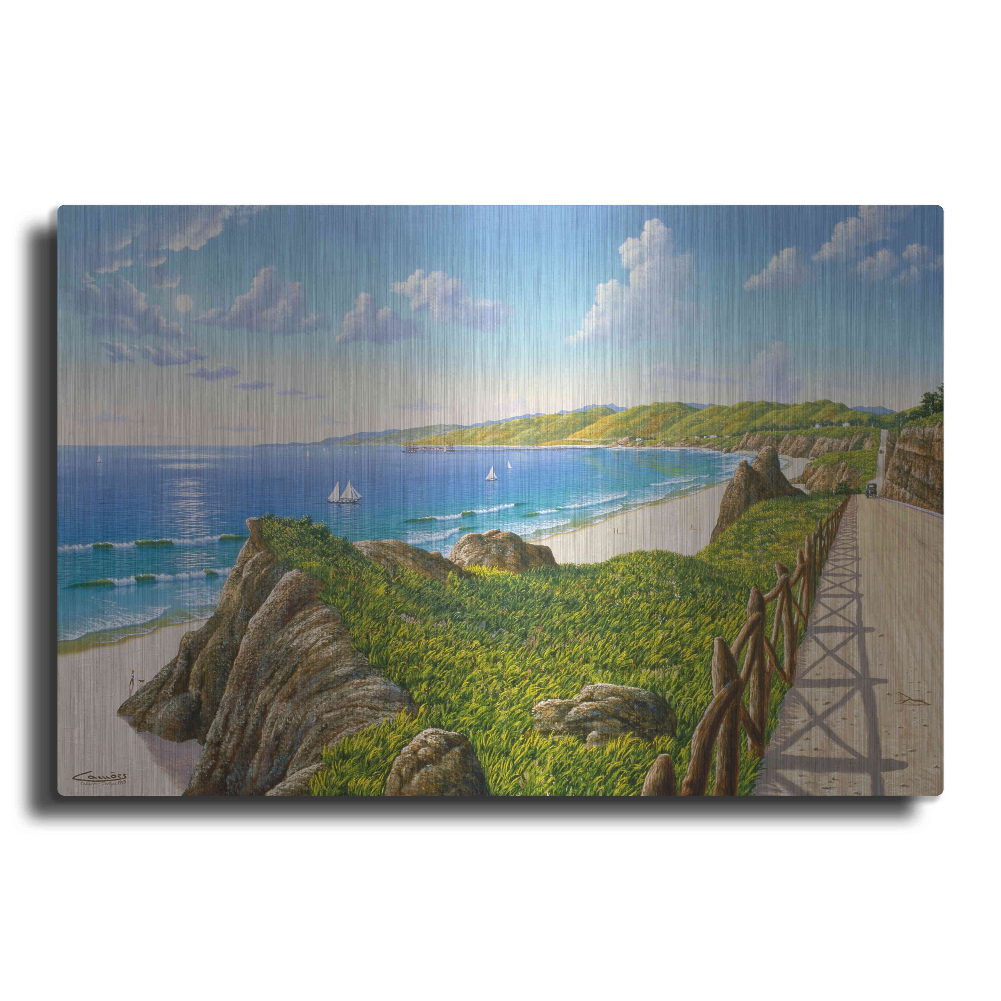 Luxe Metal Art 'California Incline 1915' by Eduardo Camoes, Metal Wall