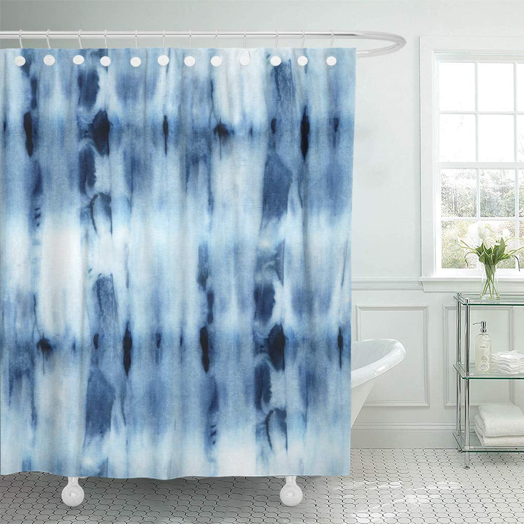 Indigo Paisley Shower Curtain Tie Dye Hippie Print for Bathroom 70 Inches Long 