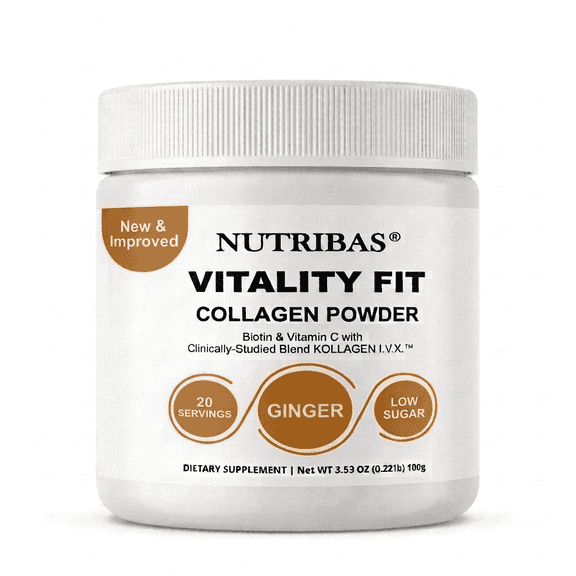 NUTRIBAS Multi Collagen Protein Powder, Coffee Creamer, For Whole Body Support, Women Men, Lemon Ginger, 3.53 oz