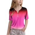 thumbnail image 2 of JTSRKL Teen Girls Ombre Tops Lightweight Casual Tie Dye Gradient Print Summer Short Sleeve Button V Neck Henley Shirts Trendy Cotton Tunic Blouse Hot Pink#02 11-12 Years, 2 of 6