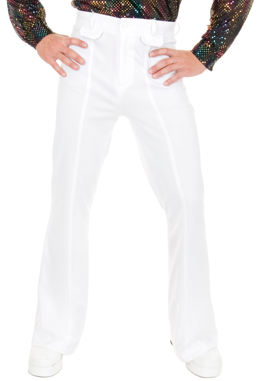 Adult 4XL 44" White Staying Alive Disco Costume Pants