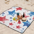 thumbnail image 5 of Blue Red Stars Beach Blanket Outdoor Picnic Blanket 78"x 78" Waterproof Foldable for Beach Camping Travel Hiking Grass Lawn Park, 5 of 5