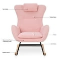 thumbnail image 6 of Rocker Glider Chair for Nursery, Modern Teddy Fabric Rocking Chair with High Backrest and Armrests, Comfy Chair Upholstered Accent Chair for Living Room, Bedroom, Pink, 6 of 12