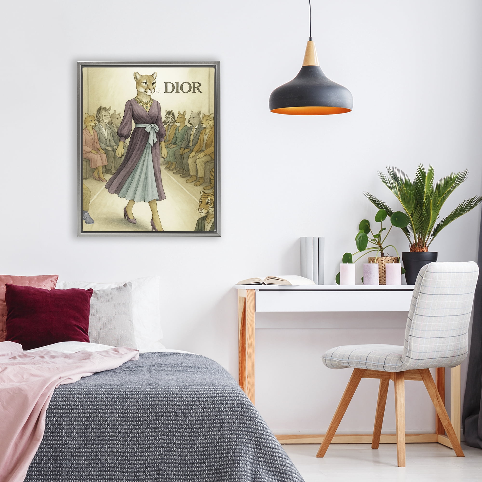 Stupell Industries Fashion Runway Cougar Gray Framed Floater Canvas Wall Art, design by Grotto Studios