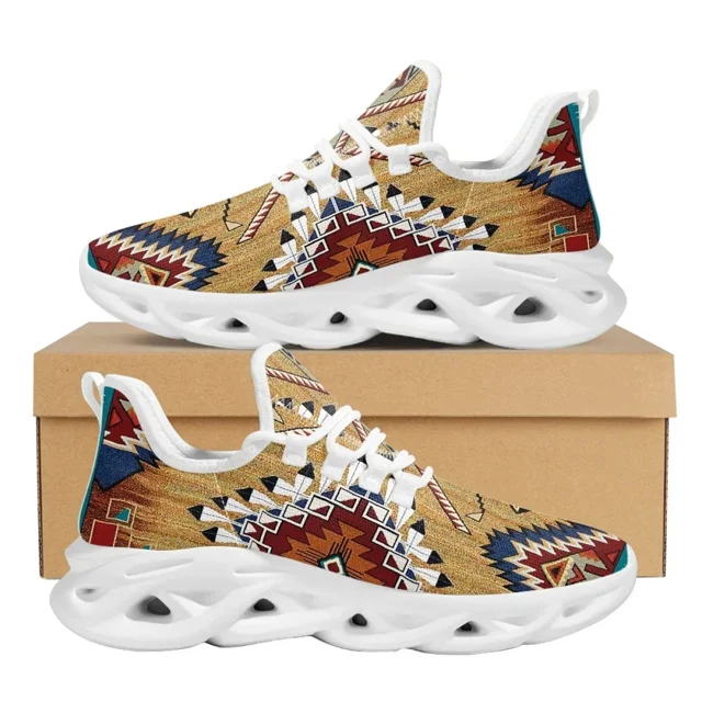 Zapatillas deportivas de malla con estampado tribal africano para mujer, cómodas, con plataforma y cordones, ligeras, para mujer