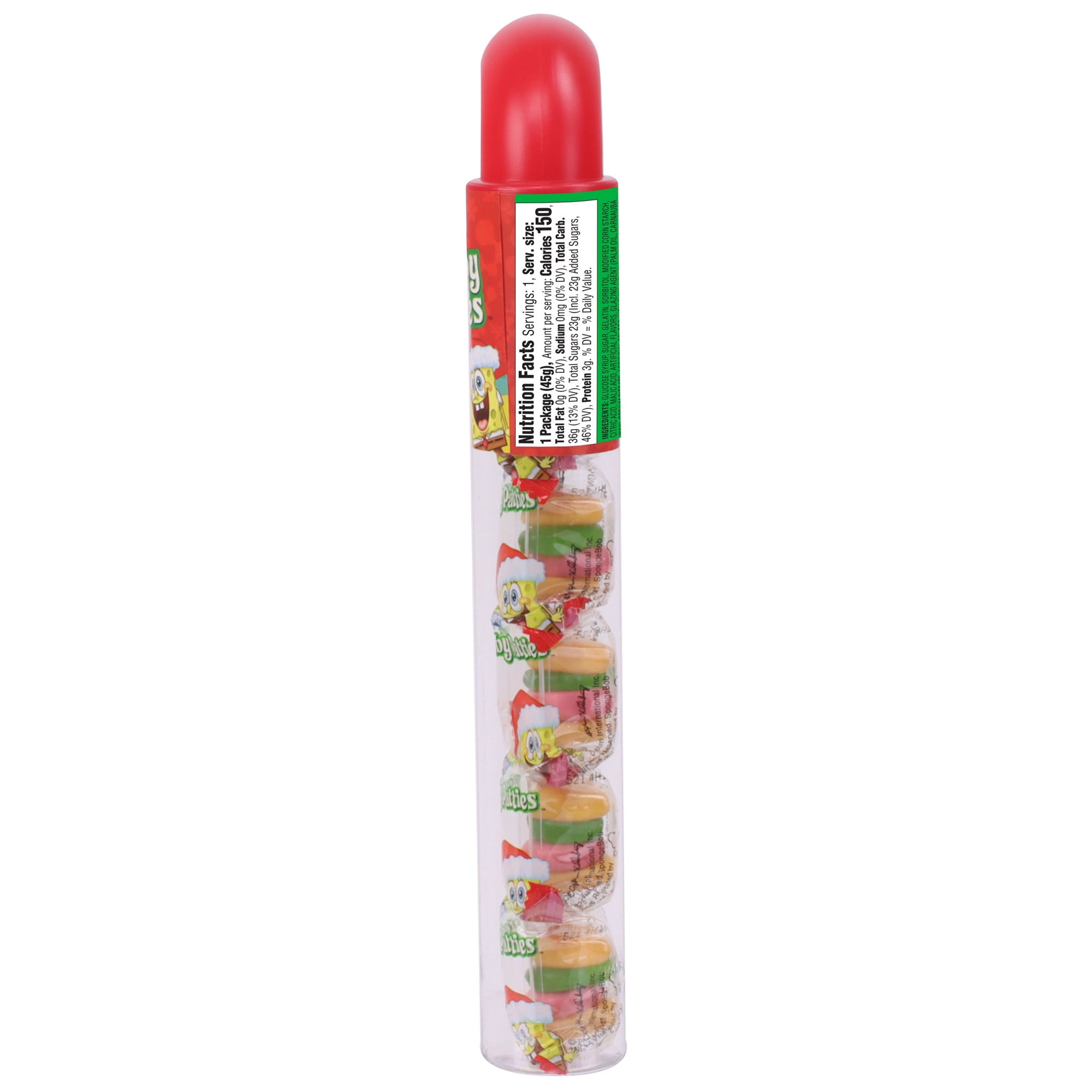 (3 pack) Frankford SpongeBob SquarePants Krabby Patties Original Flavor Gummy Candy Tube, Christmas, 1.6 oz