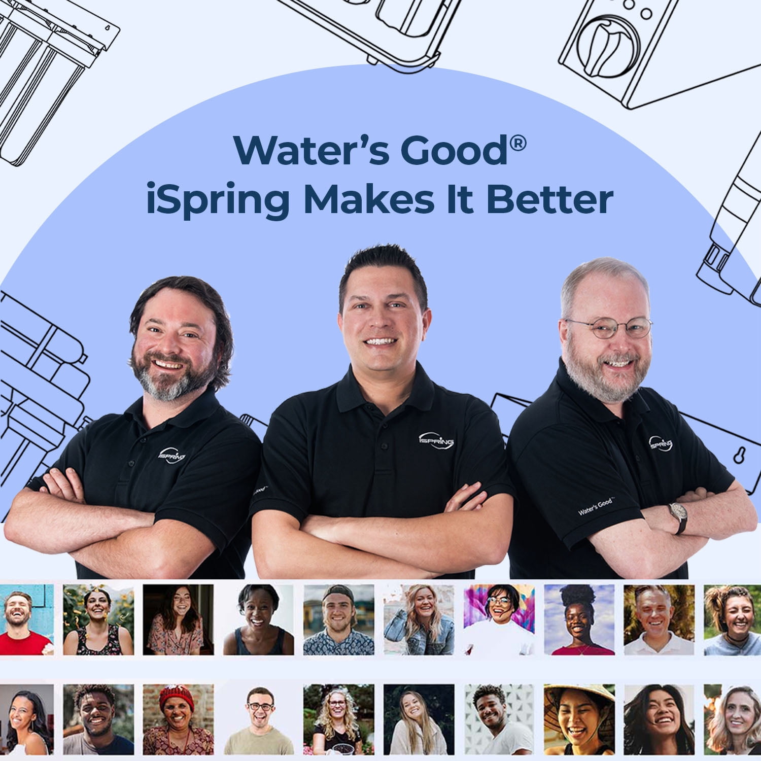 iSpring F2WGB22BPF Whole House Water Filter Replacement Set, SGS-Tested to Remove up to 99% PFAS, 2-Stage Filtration Reduces Sediment, Chlorine, Taste & Odor, Fits WGB22B-PF