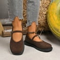 thumbnail image 4 of Women's Platform Suede Mary Jane Shoes Vintage Round Toe Casual Dress Shoes Wide Toe Box Slip On Loafers Brown Size 9, 4 of 7