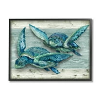 Stupell Industries Northpoint Sea Turtles Sealife Graphic Art Black Framed Art Print Wall Art, Design by Paul Brent
