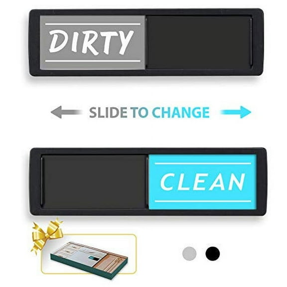 Sperric Clean Dirty Dishwasher Magnet - Non-Scratch Black Signage Indicator for Kitchen Dishes with Clear, Bold & Colored Text (Blue)
