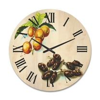 Designart 'Ancient Fruits IV' Farmhouse Wood Wall Clock