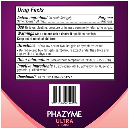 Phazyme Ultra Strength Gas & Bloating Relief, Works in Minutes, 48 Fast Gels