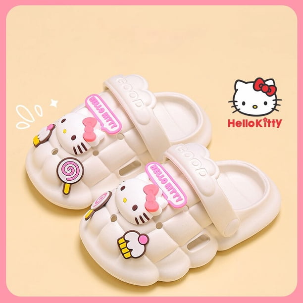 Sanrio-Sandalias Kawaii de Hello Kitty para mujer, Chanclas de Kuromi, Cinnamoroll Mymelody, zapatillas de playa suaves, regalo de cumpleaños