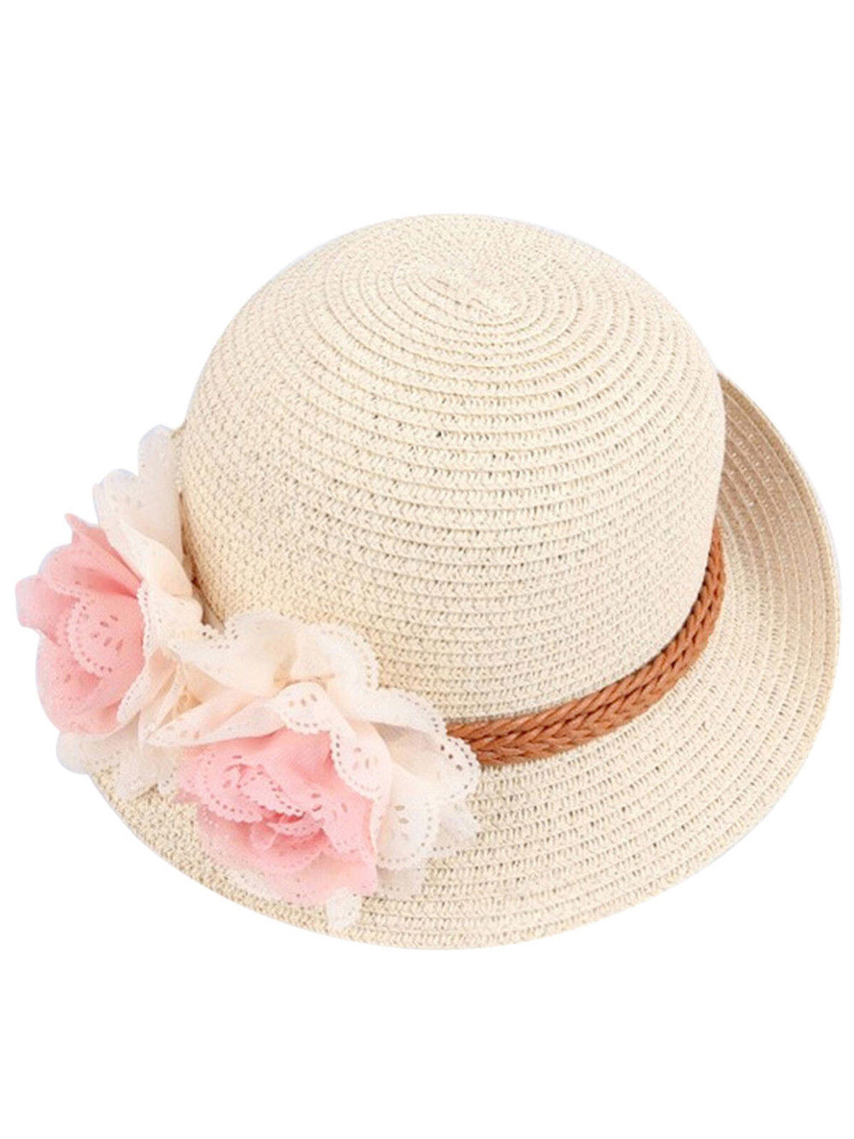 Toddler Baby Flower Decor Breathable Hat Straw Sun Hat Kids Hat Girls Hats - image 4 of 5