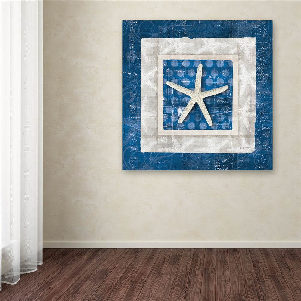 Trademark Fine Art "Sea Shell IV on Blue" Canvas Art by Belinda Aldrich