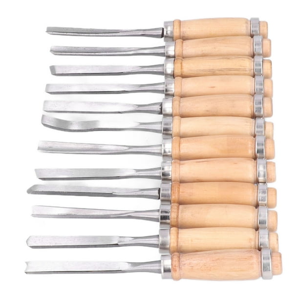 Woodworking Carving Chisels Professional 8in 12Pcs Portable Wood Turning Chisel Set For Hardwood For Lathe For Grinder