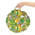 thumbnail image 2 of Leprechaun Round Floor Cushion with Handle, Cartoonish Saint Patrick with Beer Shamrock Flag Horseshoe Rainbow Coins, Decorative Pillow for Living Room & Dorms, 18" Round, Multicolor, by Ambesonne, 2 of 4