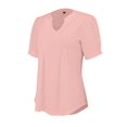thumbnail image 6 of Pink Womens Summer Tops Womens V Neck Tops Puff Short Sleeve T Shirt Pleated Floral Printed Tunic Blouse Shirts Shirts for Women, 6 of 6